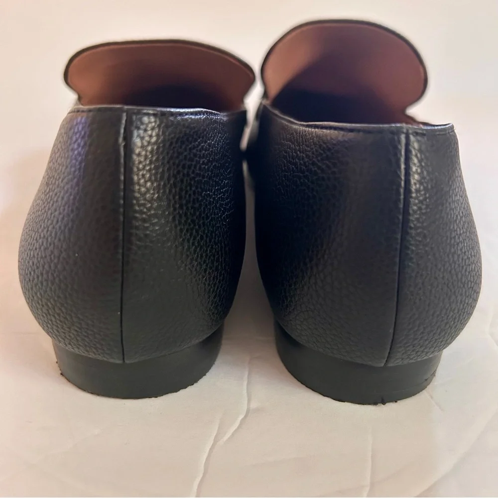 Paolo Black Loafers with Pointed Toe and Gold Chain Classic Work Attire Size 10